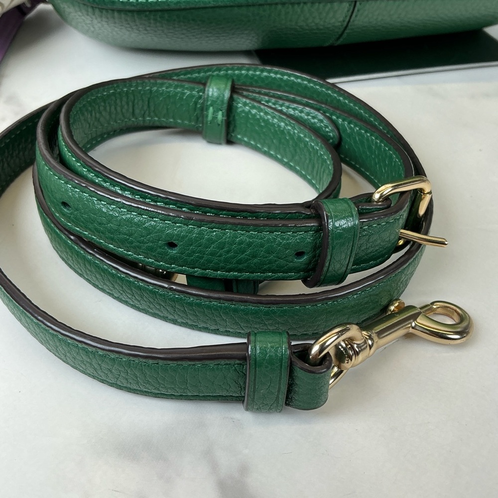 Coach Marlie Suede Emerald‎ Hunter Green Satchel Hand Shoulder Crossbody Bag - Picture 14 of 15